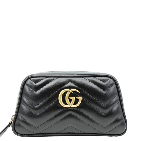 Gucci  GG Marmont Quilted Leather Wristlet Clutch Black 645111 - Picture 1 of 14